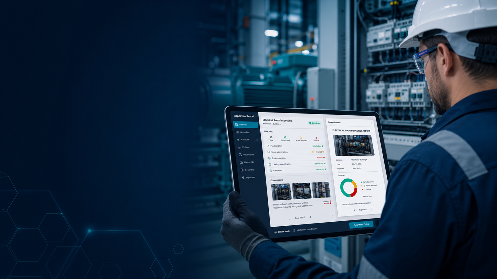 Inspector industrial usando tablet con VisuCheck
